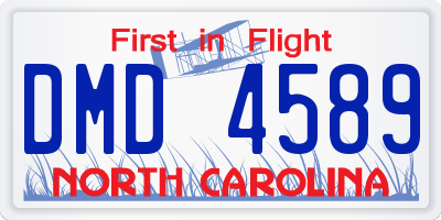 NC license plate DMD4589