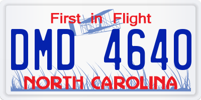 NC license plate DMD4640