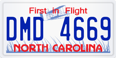 NC license plate DMD4669