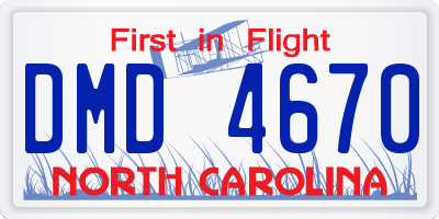 NC license plate DMD4670