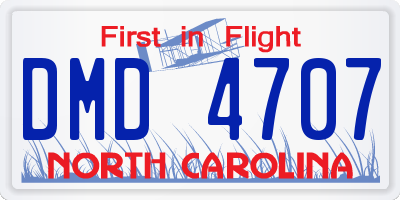 NC license plate DMD4707