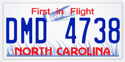 NC license plate DMD4738