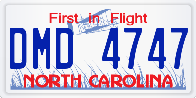 NC license plate DMD4747