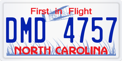 NC license plate DMD4757