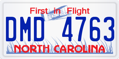 NC license plate DMD4763