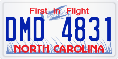 NC license plate DMD4831