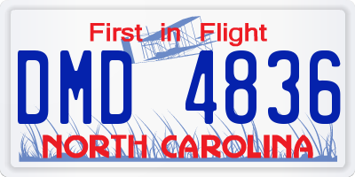 NC license plate DMD4836