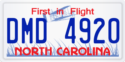 NC license plate DMD4920