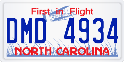 NC license plate DMD4934