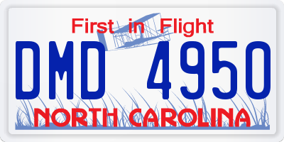 NC license plate DMD4950
