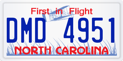 NC license plate DMD4951