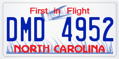 NC license plate DMD4952