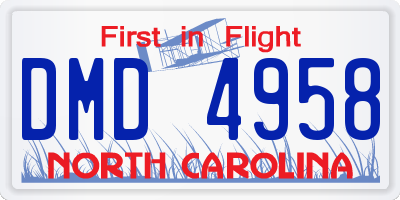 NC license plate DMD4958