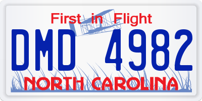 NC license plate DMD4982