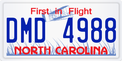 NC license plate DMD4988