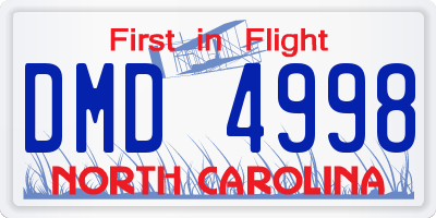 NC license plate DMD4998