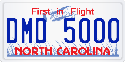 NC license plate DMD5000