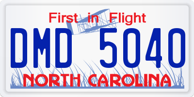 NC license plate DMD5040