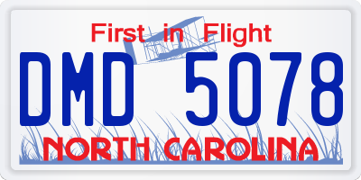 NC license plate DMD5078