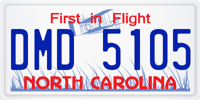 NC license plate DMD5105