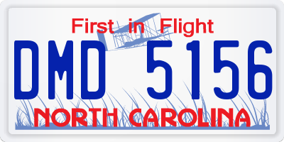 NC license plate DMD5156