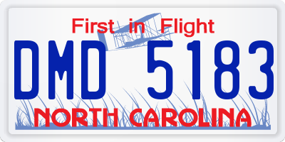 NC license plate DMD5183