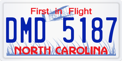 NC license plate DMD5187