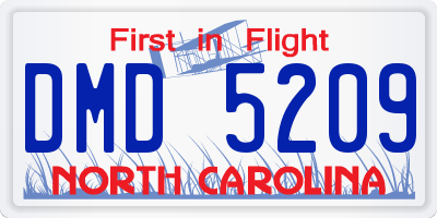 NC license plate DMD5209