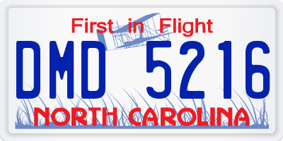NC license plate DMD5216