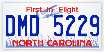 NC license plate DMD5229