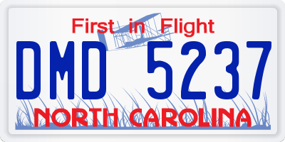 NC license plate DMD5237