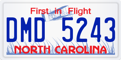 NC license plate DMD5243