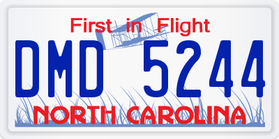 NC license plate DMD5244