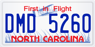 NC license plate DMD5260