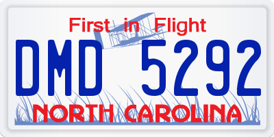 NC license plate DMD5292
