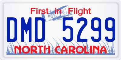 NC license plate DMD5299