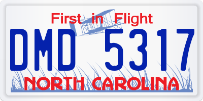 NC license plate DMD5317