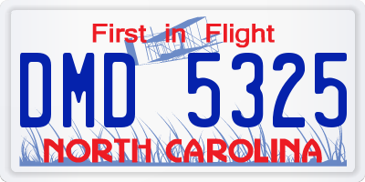 NC license plate DMD5325