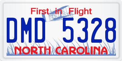 NC license plate DMD5328