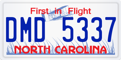 NC license plate DMD5337
