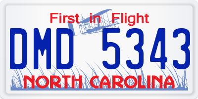 NC license plate DMD5343