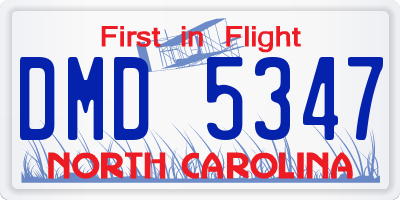 NC license plate DMD5347