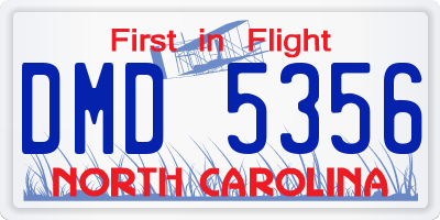 NC license plate DMD5356