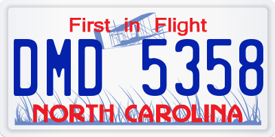 NC license plate DMD5358