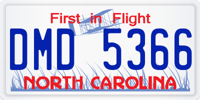 NC license plate DMD5366