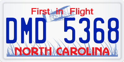 NC license plate DMD5368