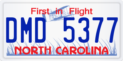 NC license plate DMD5377