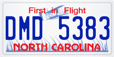 NC license plate DMD5383