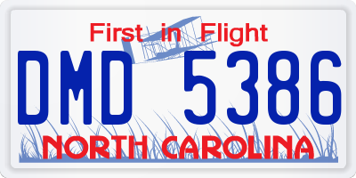 NC license plate DMD5386
