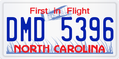 NC license plate DMD5396